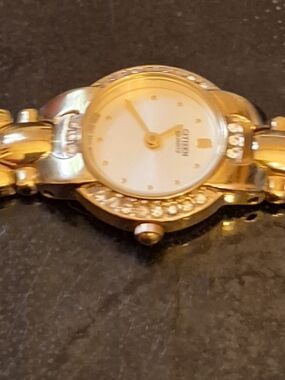 Citizen Ladies Gold Tone Bracelet Watch with Crystal Accents